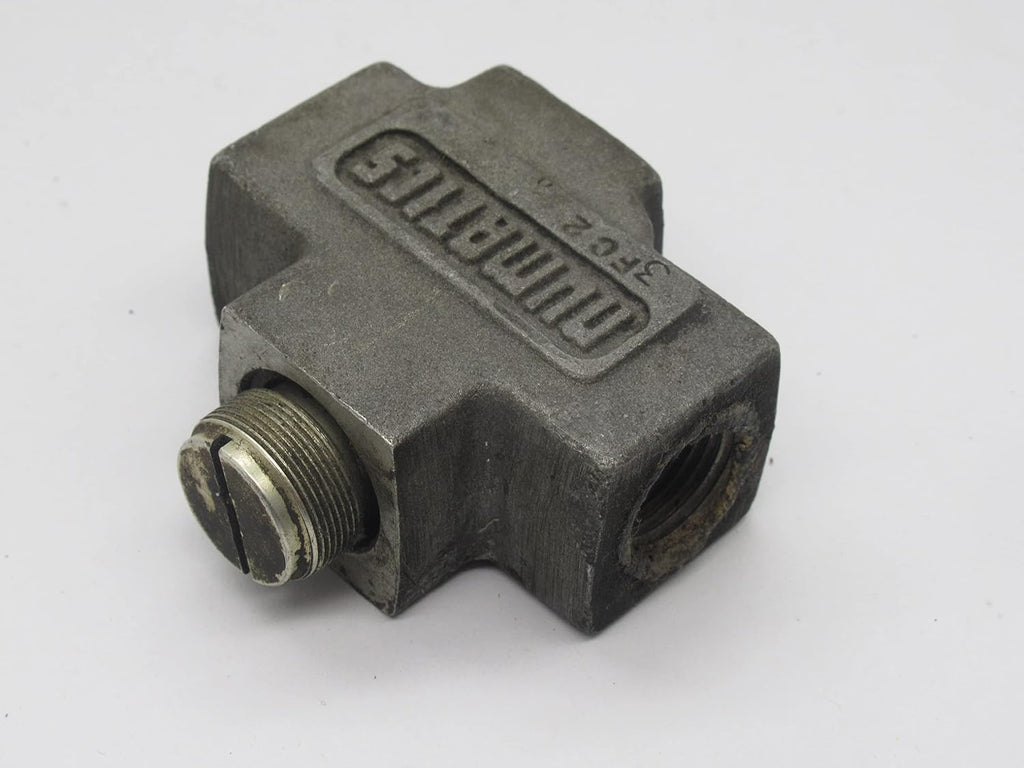 3FC2 3/8IN NPTF, Anodized Aluminum, Flow Control Valve, in LINE, Screw Adjustment