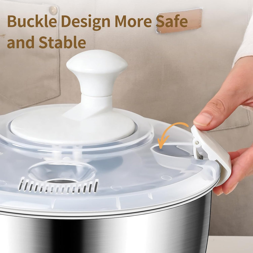 5.3 Qt Stainless Steel Salad Spinner, BOMANSI BOMS Large Salad Spinners Vegetable Spinner, Lettuce Spinner, Fruit