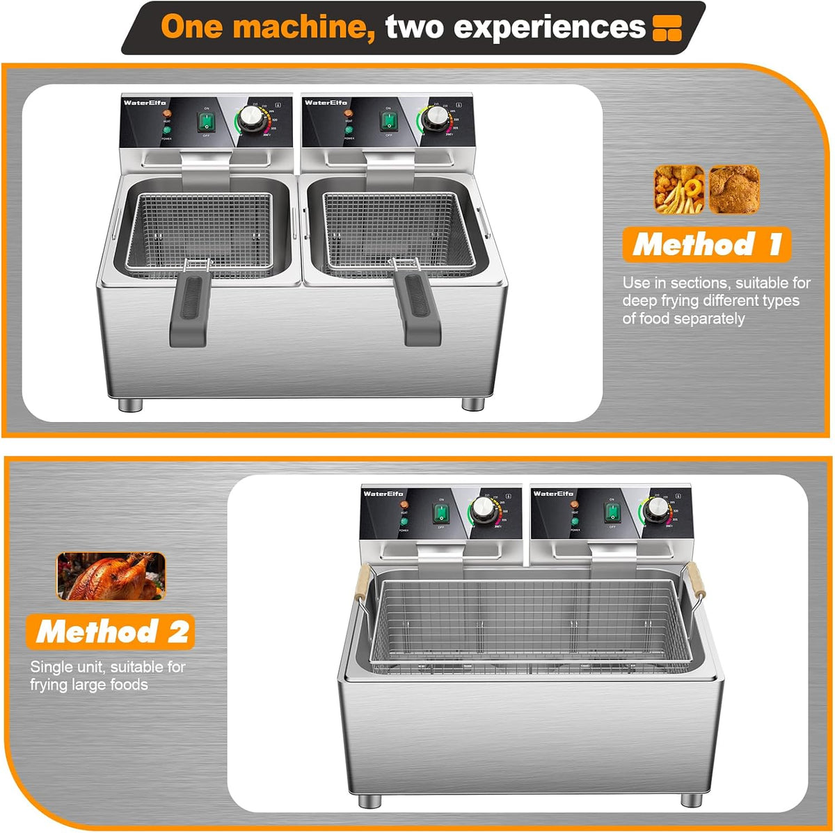 electric turkey fryer Commercial deep fryer with basket 3600W27.4QT with timer26L deepen deep fryer Variable twin