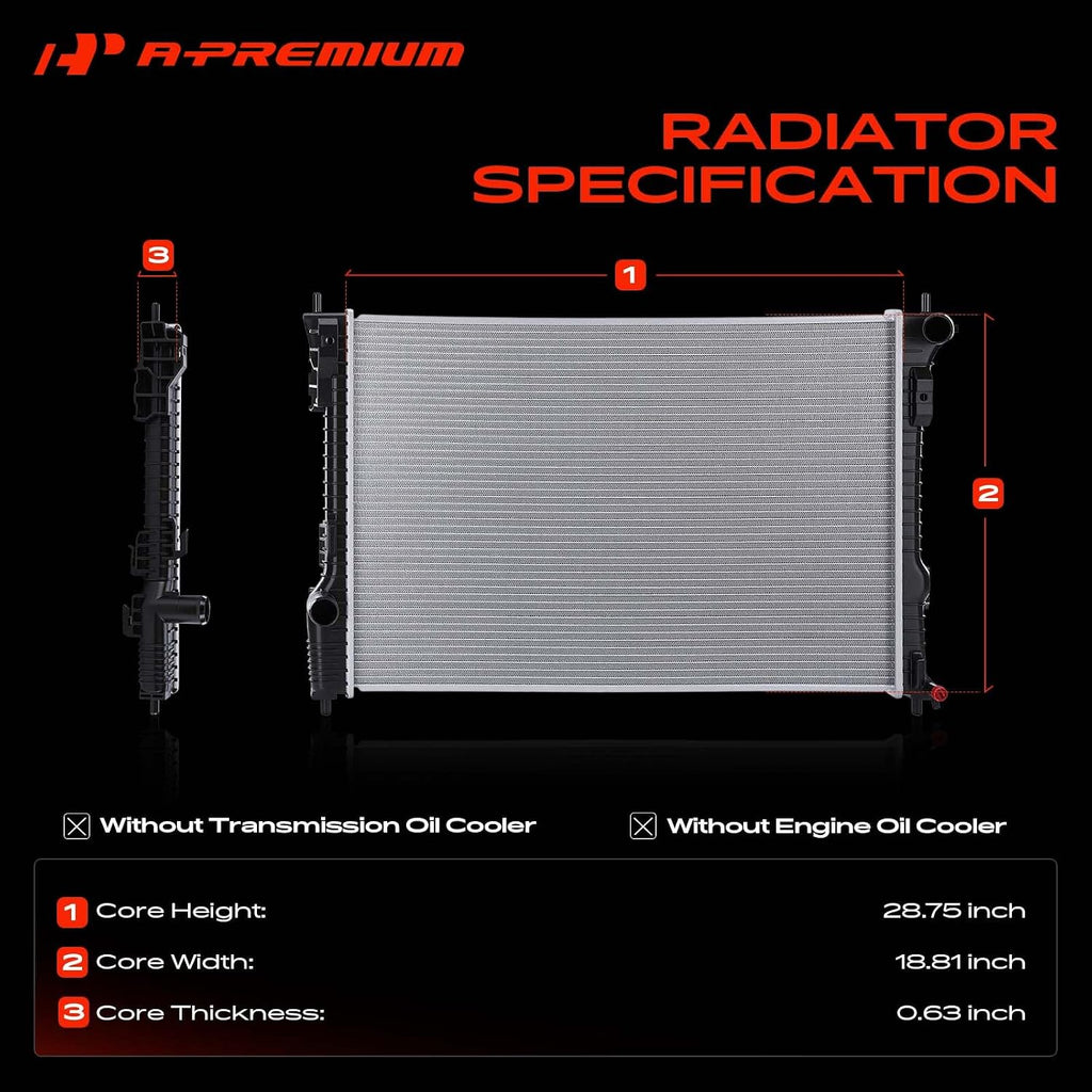 A-Premium Engine Coolant Radiator Assembly Compatible with Ford