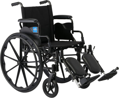 Medline Lightweight Wheelchair for Adults With Swing-Back, Desk-Length Arms, Elevating Leg Rests; 16"W x 16"D Seat