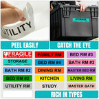 960 Count Color Coding Moving Stickers with 14 Different Living Space Labels, Fragile Warning Stickers & Blank White