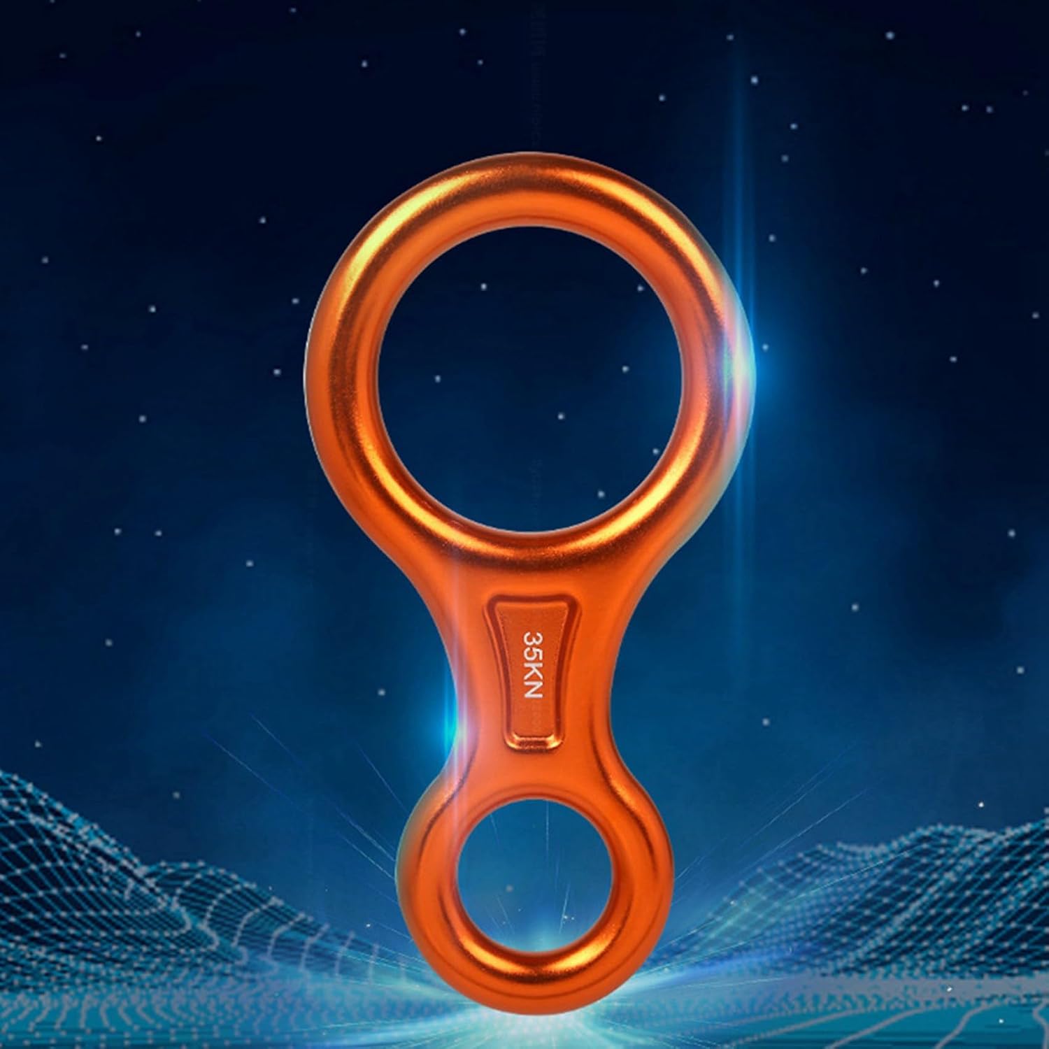2X 35KN Figure 8 Climbing Descender Aluminum Alloy Downhill Equipment for Climbing Belaying and Rappeling Device, Orange