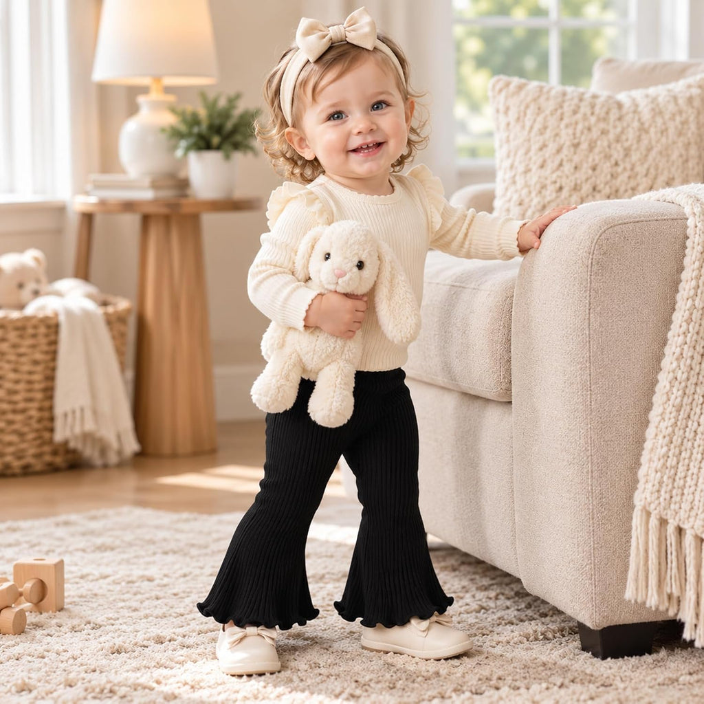 Baby Girl Flare Pants 3 Pack Ribbed Toddler Bell Bottoms 6M-3T