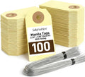 100Pack Manila Shipping Tags with Wire, 2 3/4"x 1 3/8", Yellow