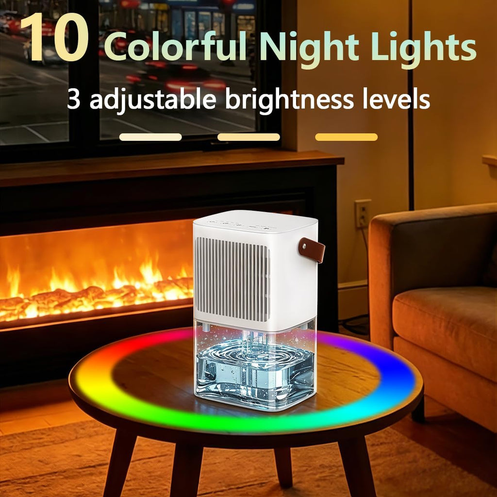 Dehumidifier 60oz Small Dehumidifier for Home 430 Sq.Ft Quiet Dehumidifier with 10 Color Lights&Auto Shut Off 3 Modes