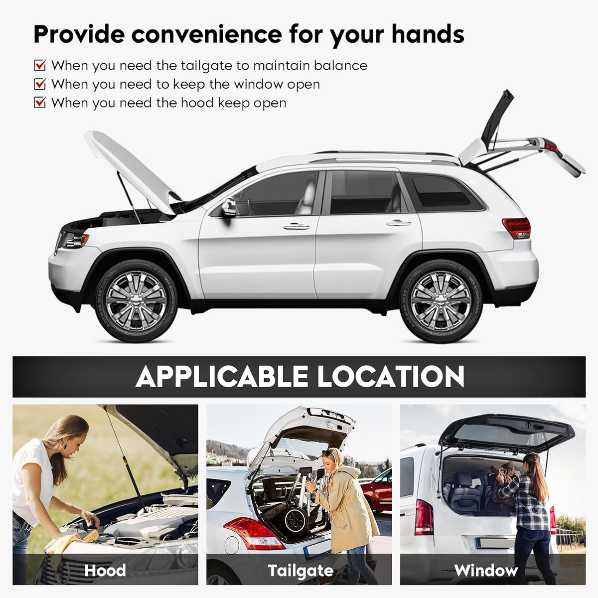 2 Pcs Front Hood Lift Supports Struts Shocks Gas Spring 4478 Fit for 1997-2006 Ford Expedition, 1997-2004 F-150, 1995-2004 F-250, 4478 SG404016