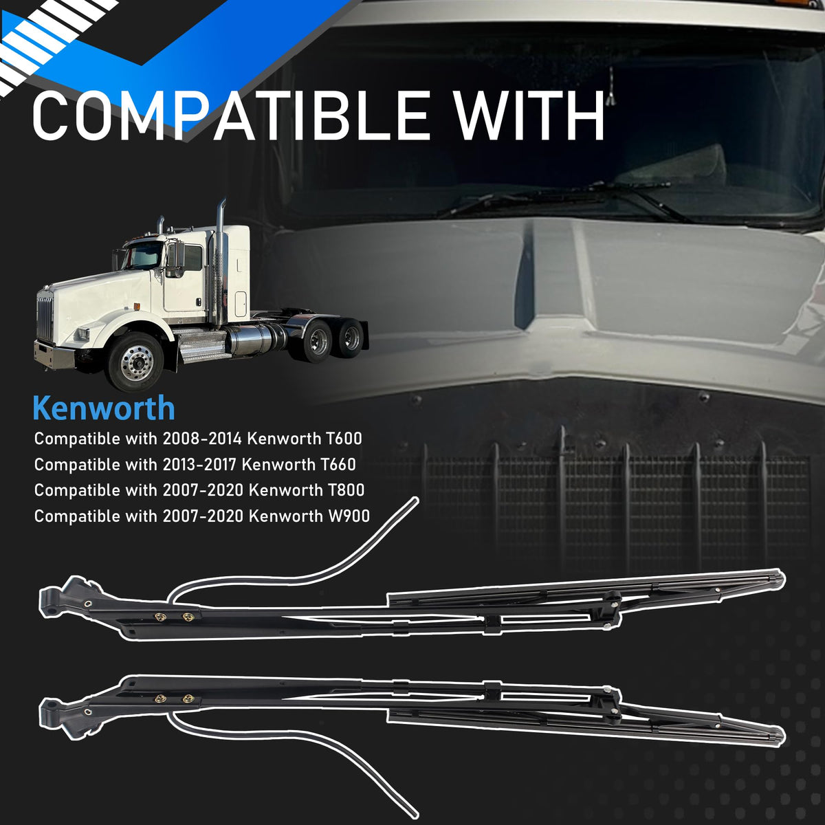 Front Windshield Wiper Arm Kit Compatible with Kenworth 07-20