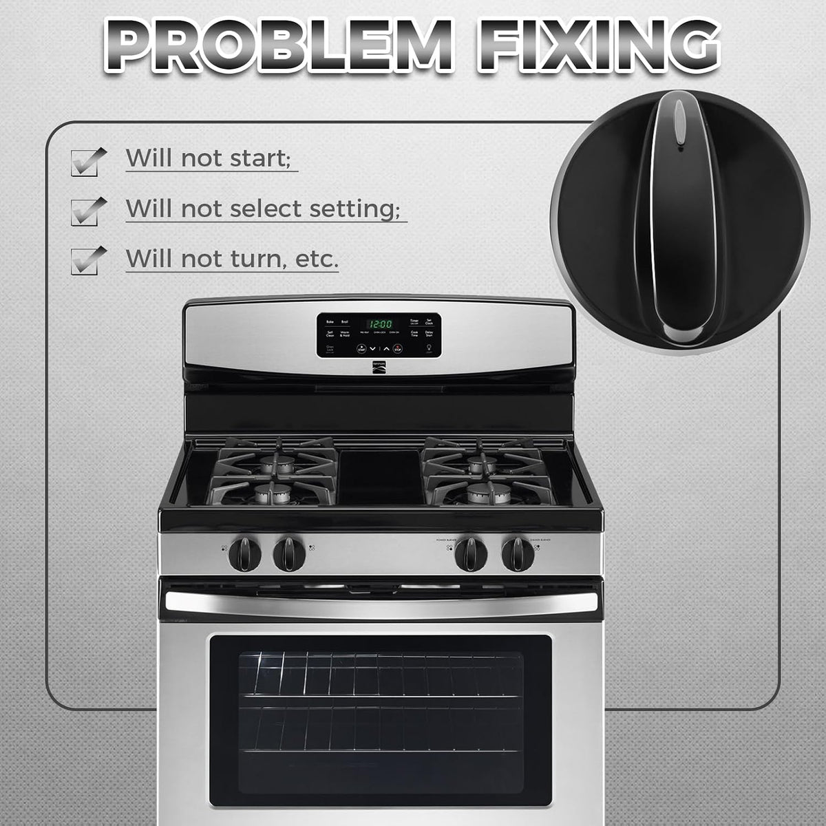 4 Pack 316442513 Gas Stove Knobs Replacement for Ken-More