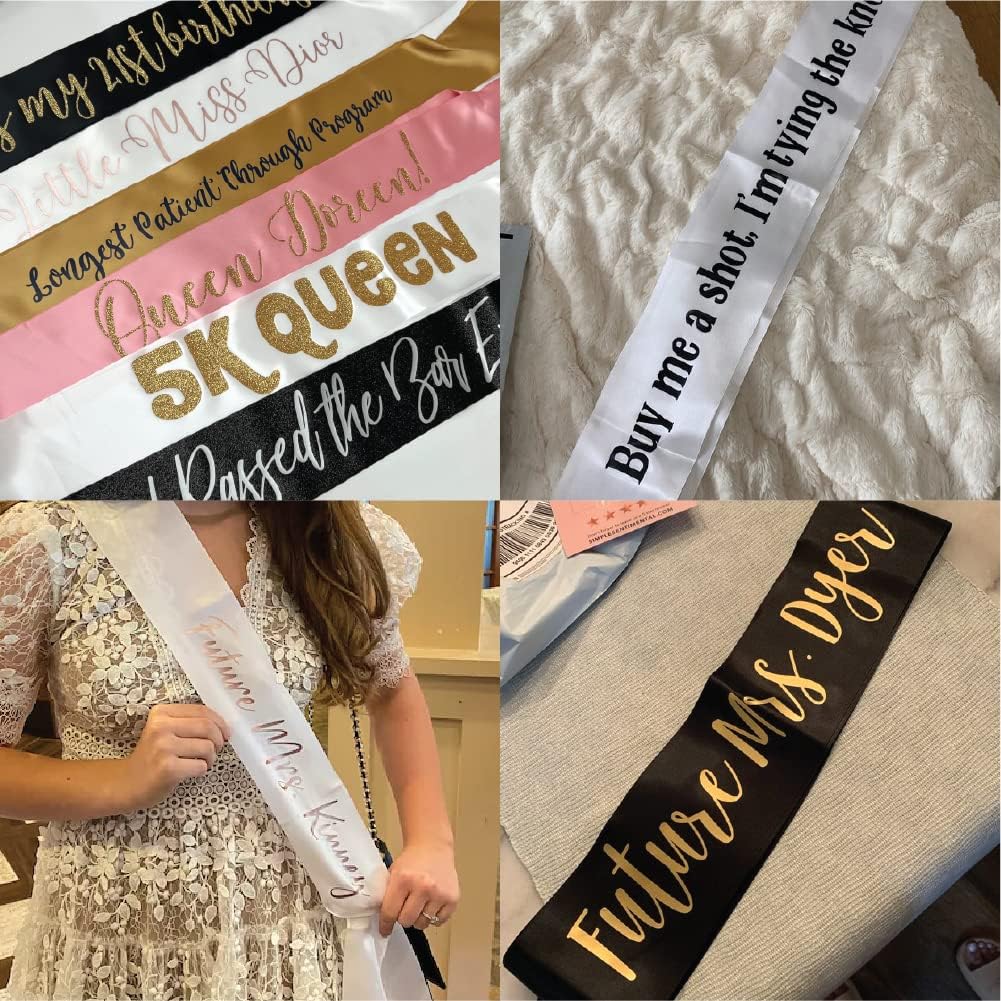 Custom Text Satin Sash | Custom Quote Sash Custom Sash Personalized Sash Birthday Sash Bachelorette Sash Bride to Be