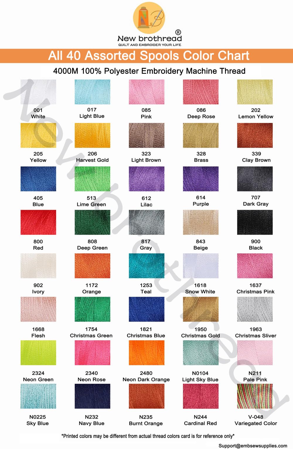 42 Huge Spools Polyester Embroidery Machine Thread Kit