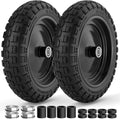 4.00-6 Flat Free Tire and Wheel, 13 Inch Solid Garden Wheelbarrow Tires, 300Lbs with 5/8" & 3/4" Axle Hole, 1"-3.5"
