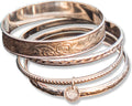 Alia Bangle Bracelets Set - Set of 4 Handmade Brass Bangles with Silver Plating - Durable & Lightweight Bangles for