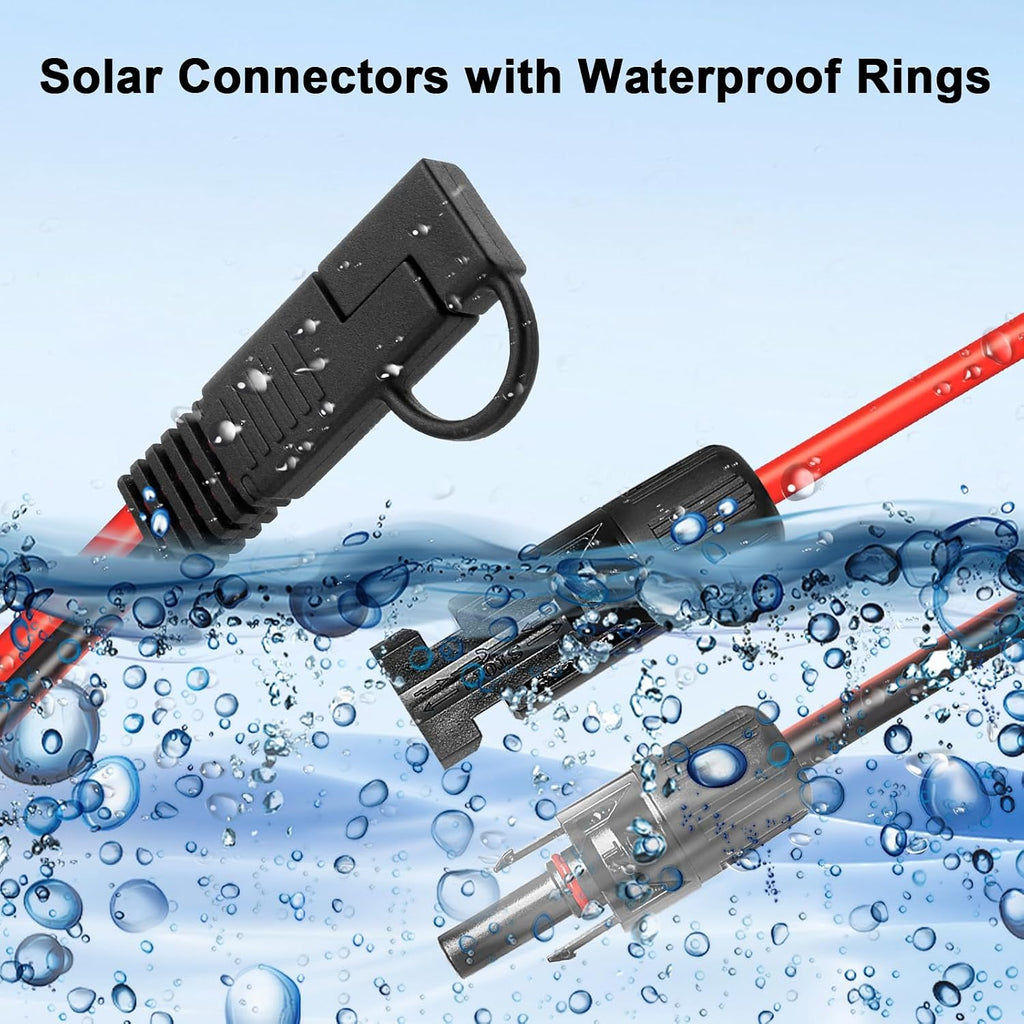 10AWG SAE to Solar Panel Connector Cable 1FT 2PCS, Heavy-Duty Tinned Copper, Solar Extension Cable with SAE Polarity