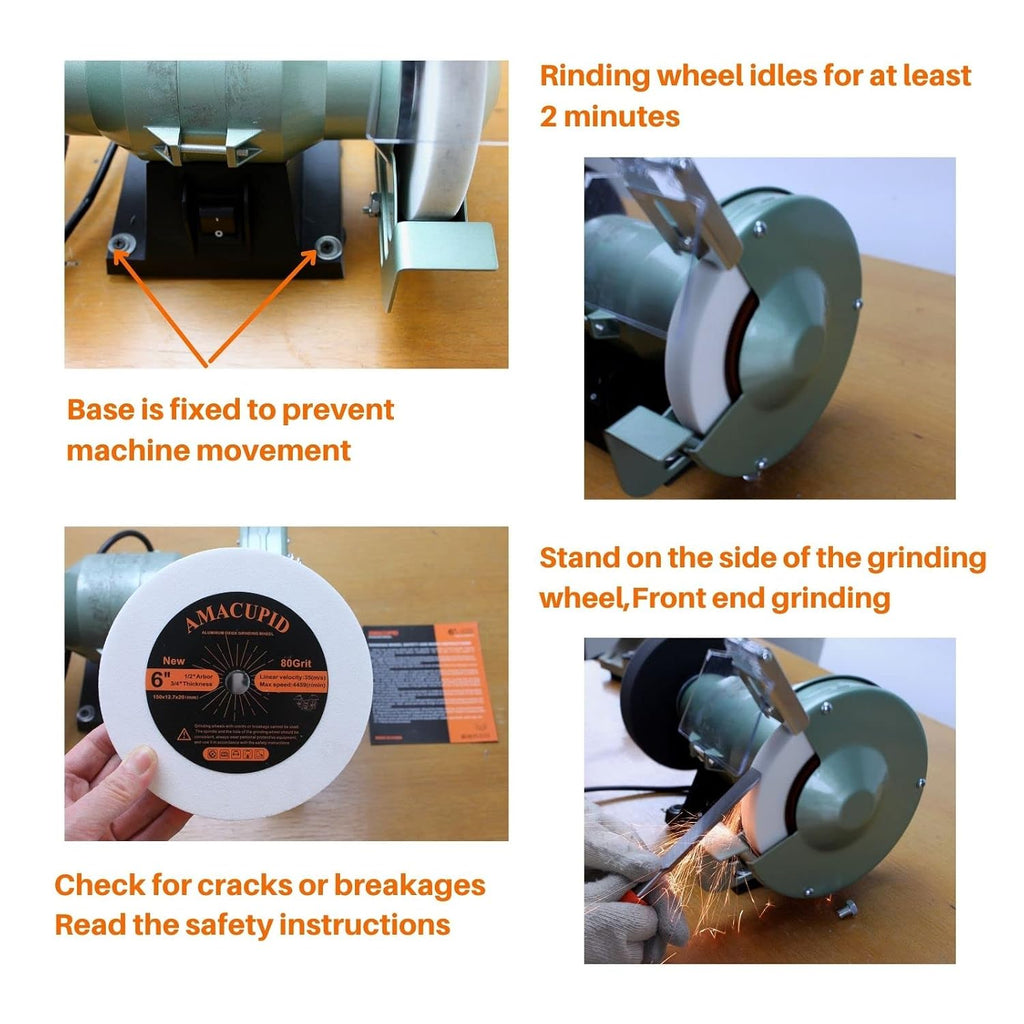 Bench Grinder Grinding Wheels. 80 Grit 8 Inch. Sharpening Various Steels