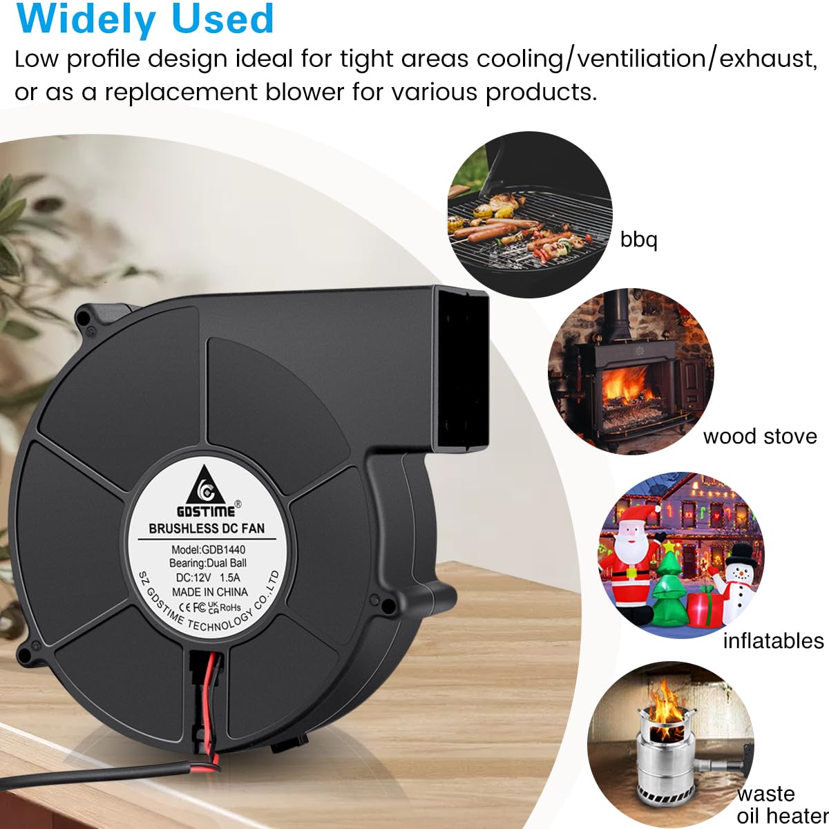 GDSTIME 140mm x 40mm Variable Speed Blower Fan, 110V 120V AC Powered 1440