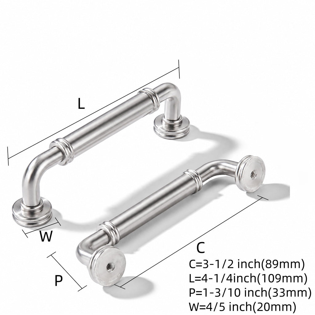 5 Pack 3-1/2 Inch Zinc Alloy Brushed Nickel Cabinet Pulls