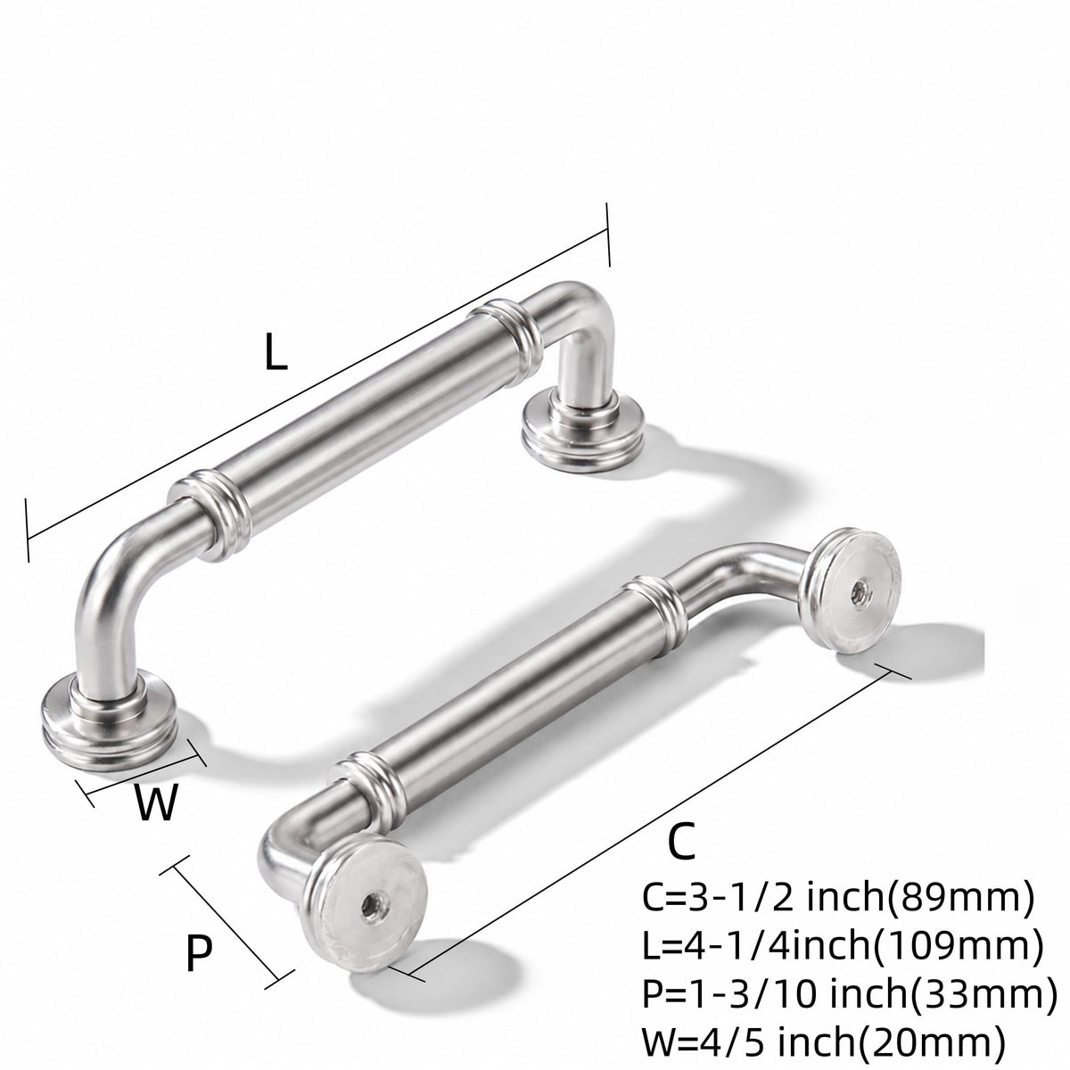 5 Pack 3-1/2 Inch Zinc Alloy Brushed Nickel Cabinet Pulls