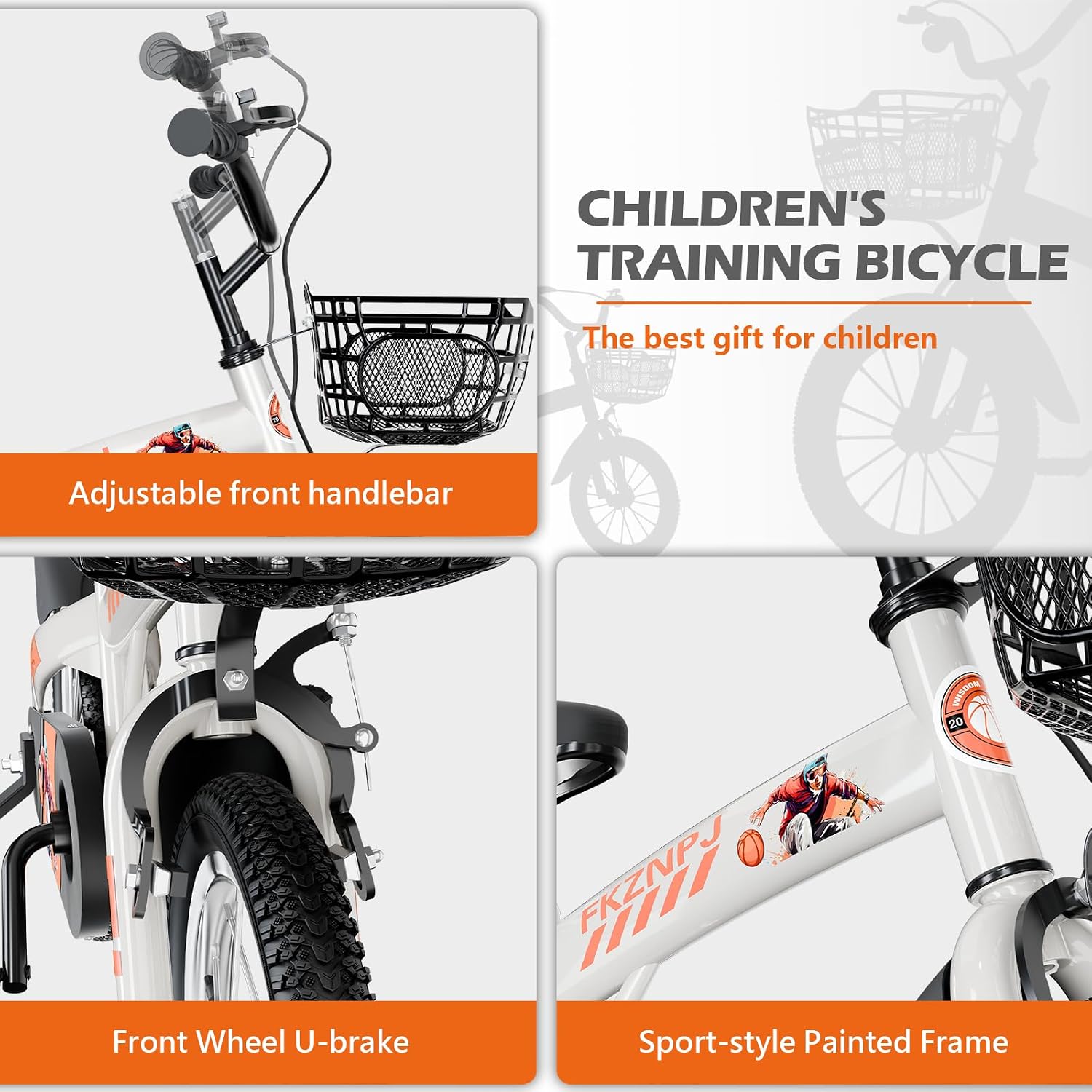16/18 Inch Kids Bike with Training Wheels for Boys and Girls, Adjustable Bicycle for Ages 4–8, Hand & Coaster Brake