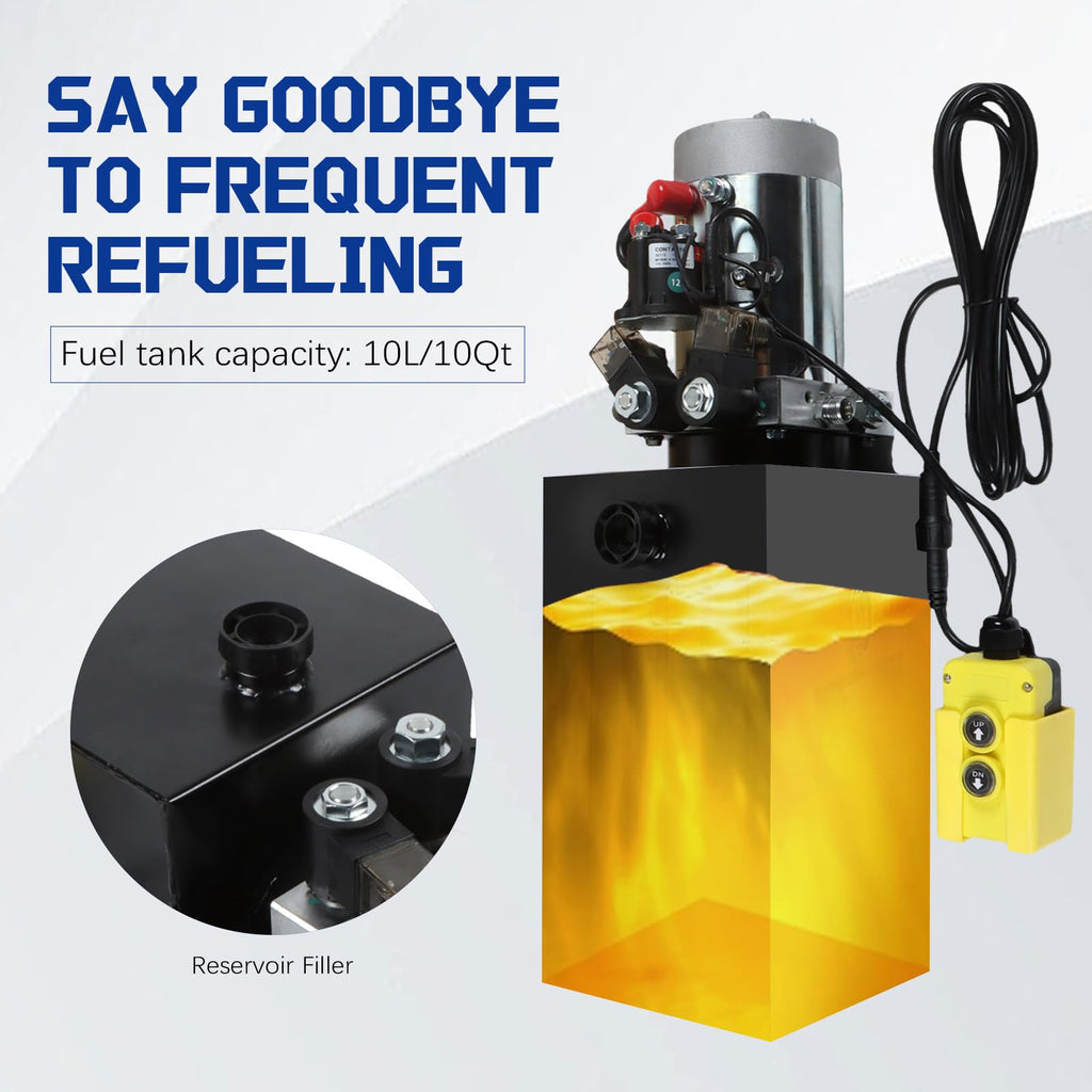 10 Quart Hydraulic Power Unit Electric Hydraulic Pump 12V DC Double Acting