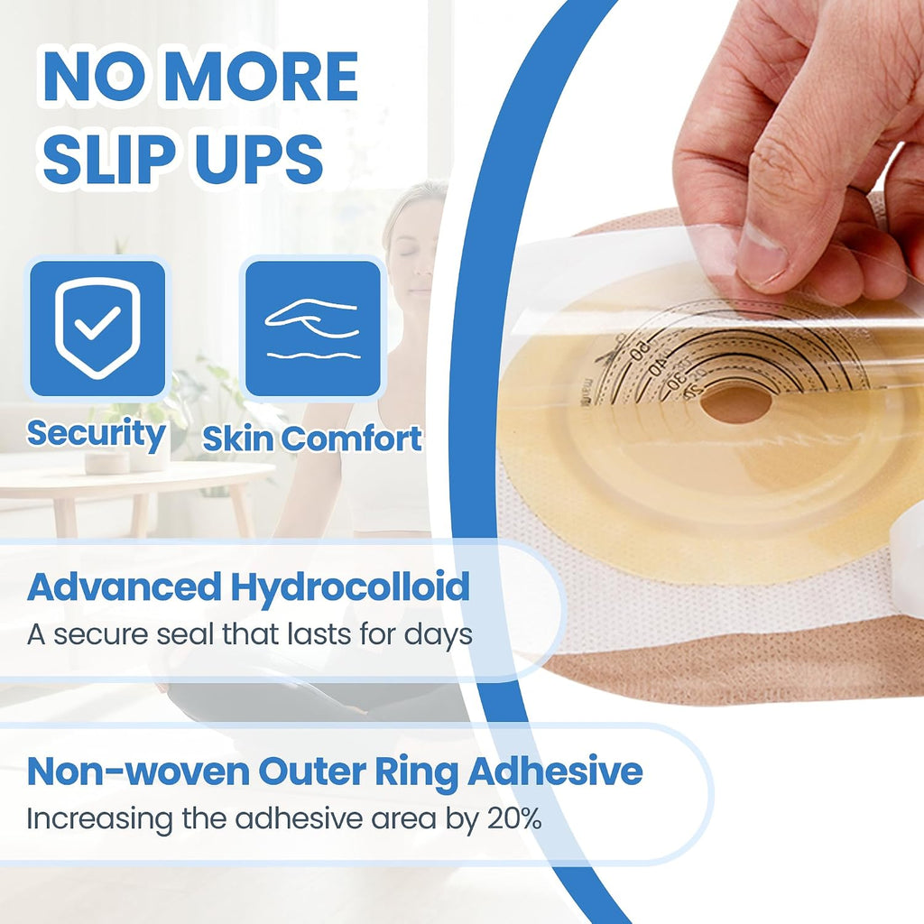 100 Count) 68 Colostomy Bags+32 Barriers, Two-Piece System with Hook and Loop Closure, Ostomy Supplies for Stoma