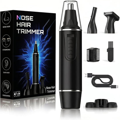 Nose Hair Trimmer for Men,Rechargeable 3-in-1 Professional Painless Eyebrow & Facial Hair Trimmer for Men
