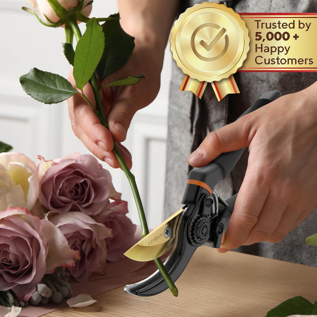 Premium Bypass Pruning Shears for your Garden - Heavy-Duty, Ultra Sharp Pruners w/Soft Cushion Grip Handle Made with
