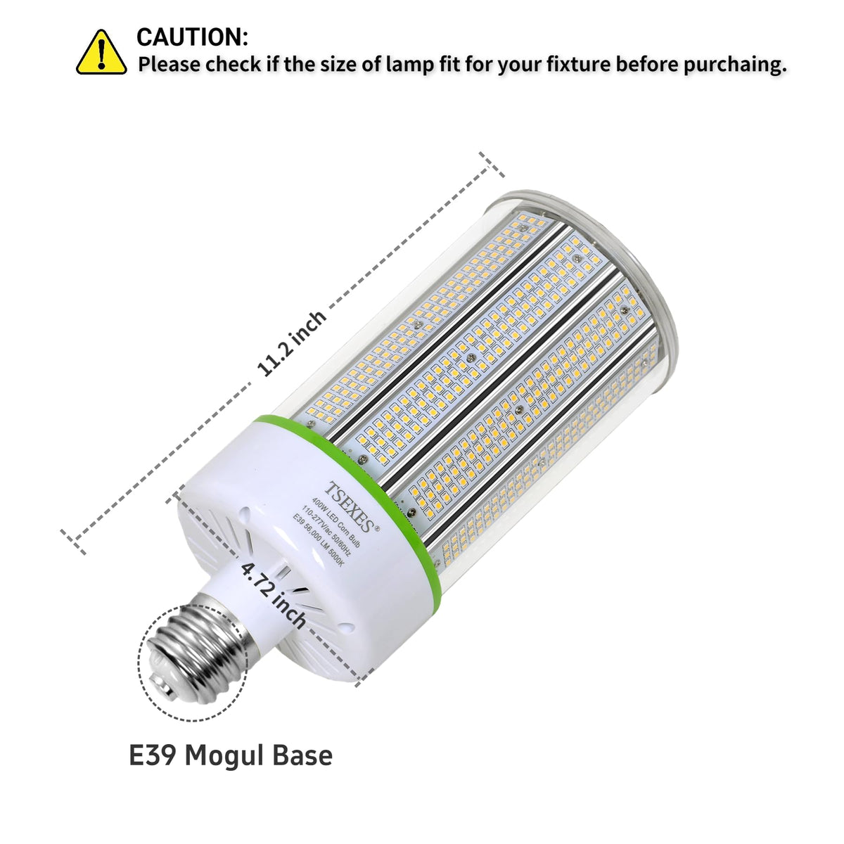 400W LED Corn Cob Light Bulb, E39 Mogul Base,5000K Daylight,56,000LM