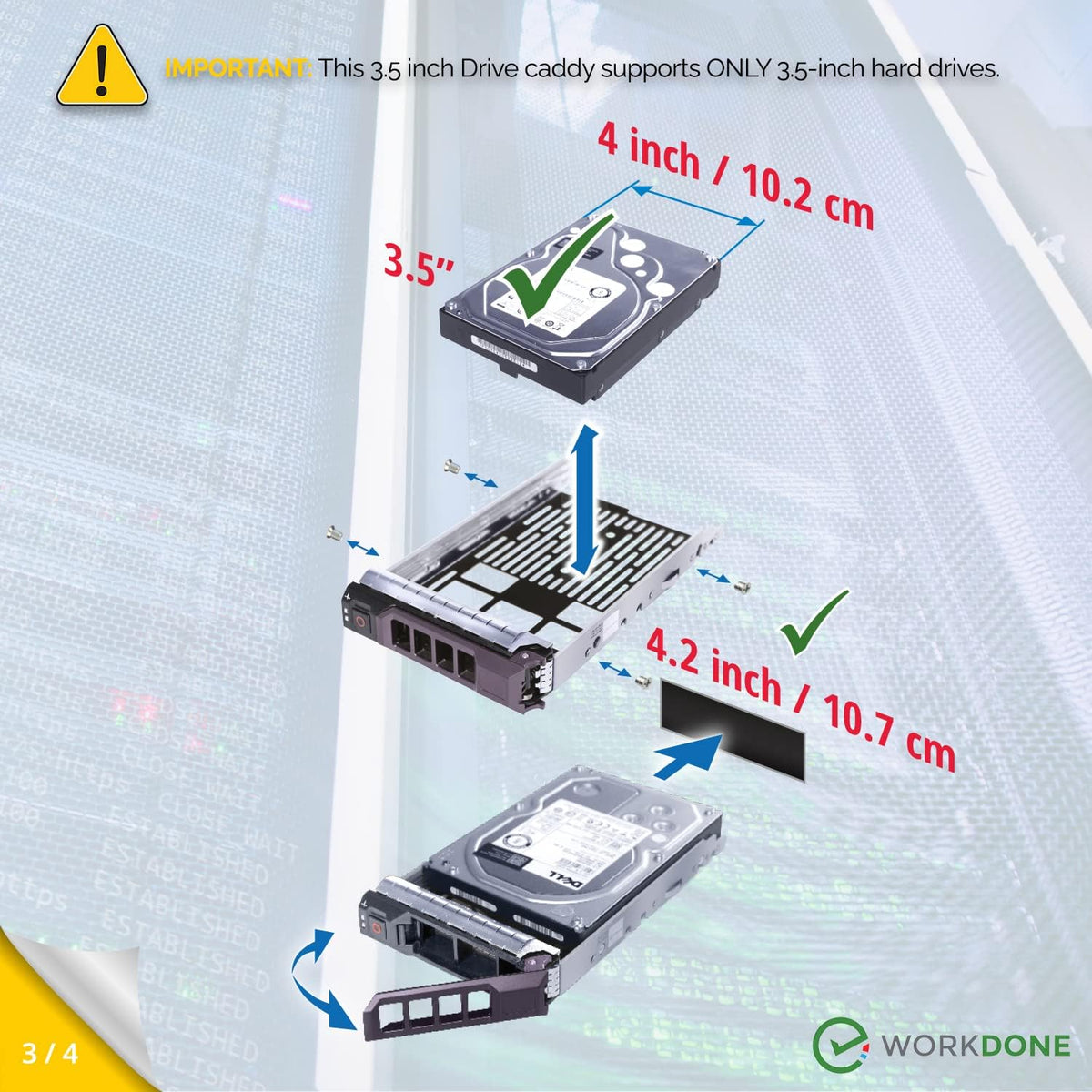 WORKDONE 2-Pack 3.5" LFF Caddy Tray - fits Dell PowerEdge 13-11th G. F238F