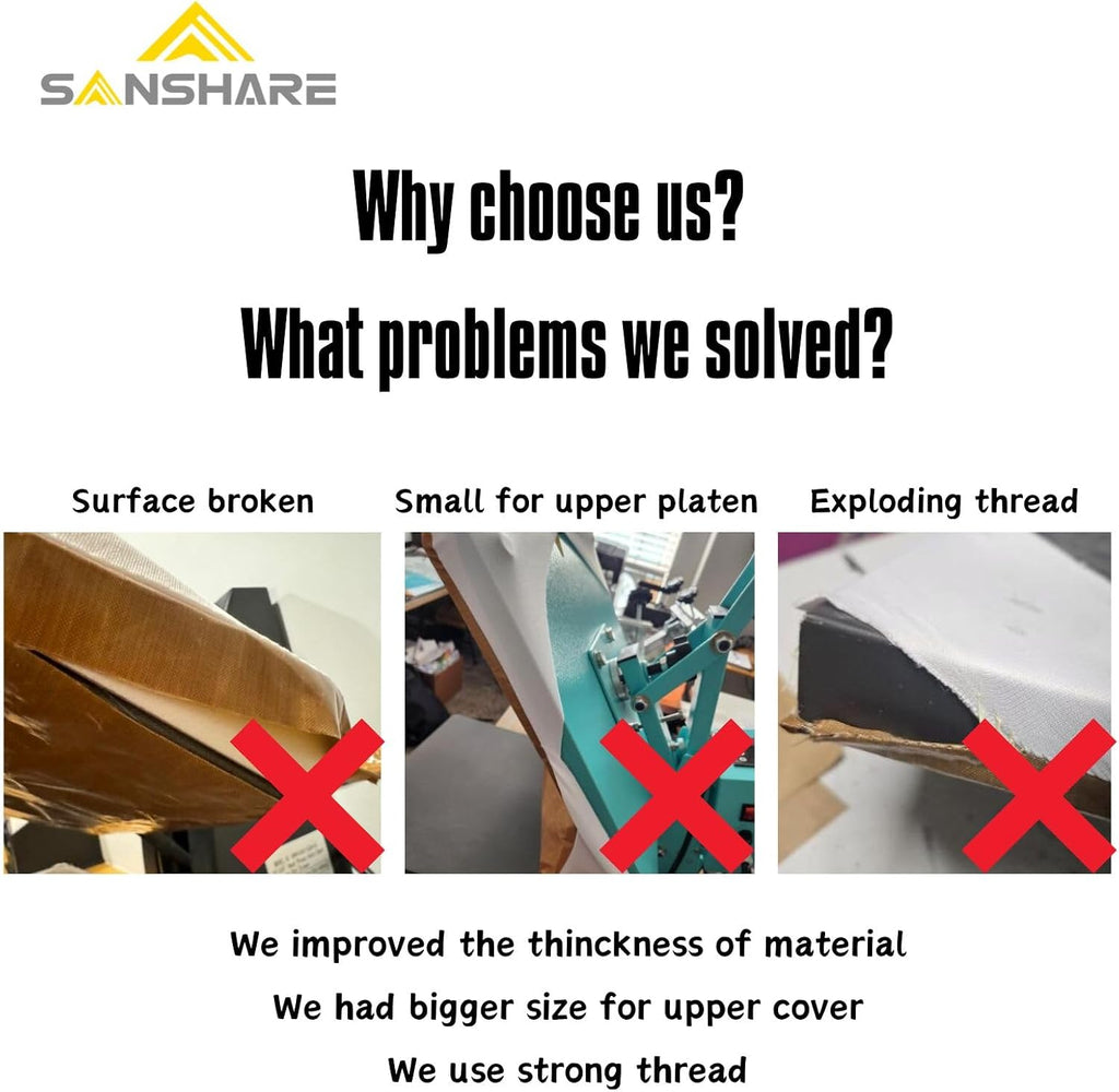 Heat Press Covers 16x24 2Pcs for Protecting Top & Bottom Platen | Heat Press Platen Wrap for Heat Press Machine, No
