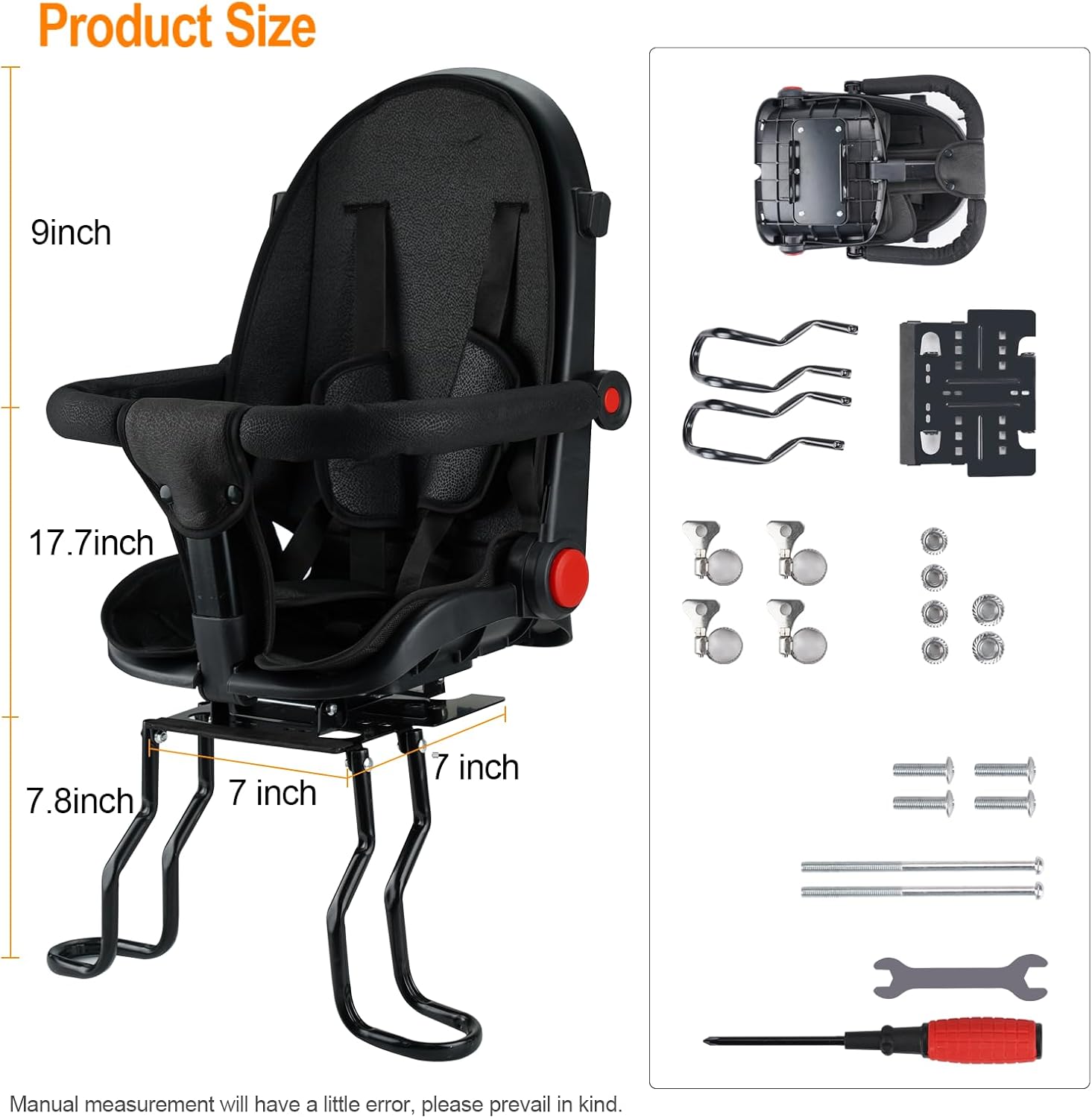 Rear Child Bike Seat, Kids Bicycle Back Seat ，Safe Rear Mount Child Bike Seat Fits All Bicycle Rear Frames, for 2-5