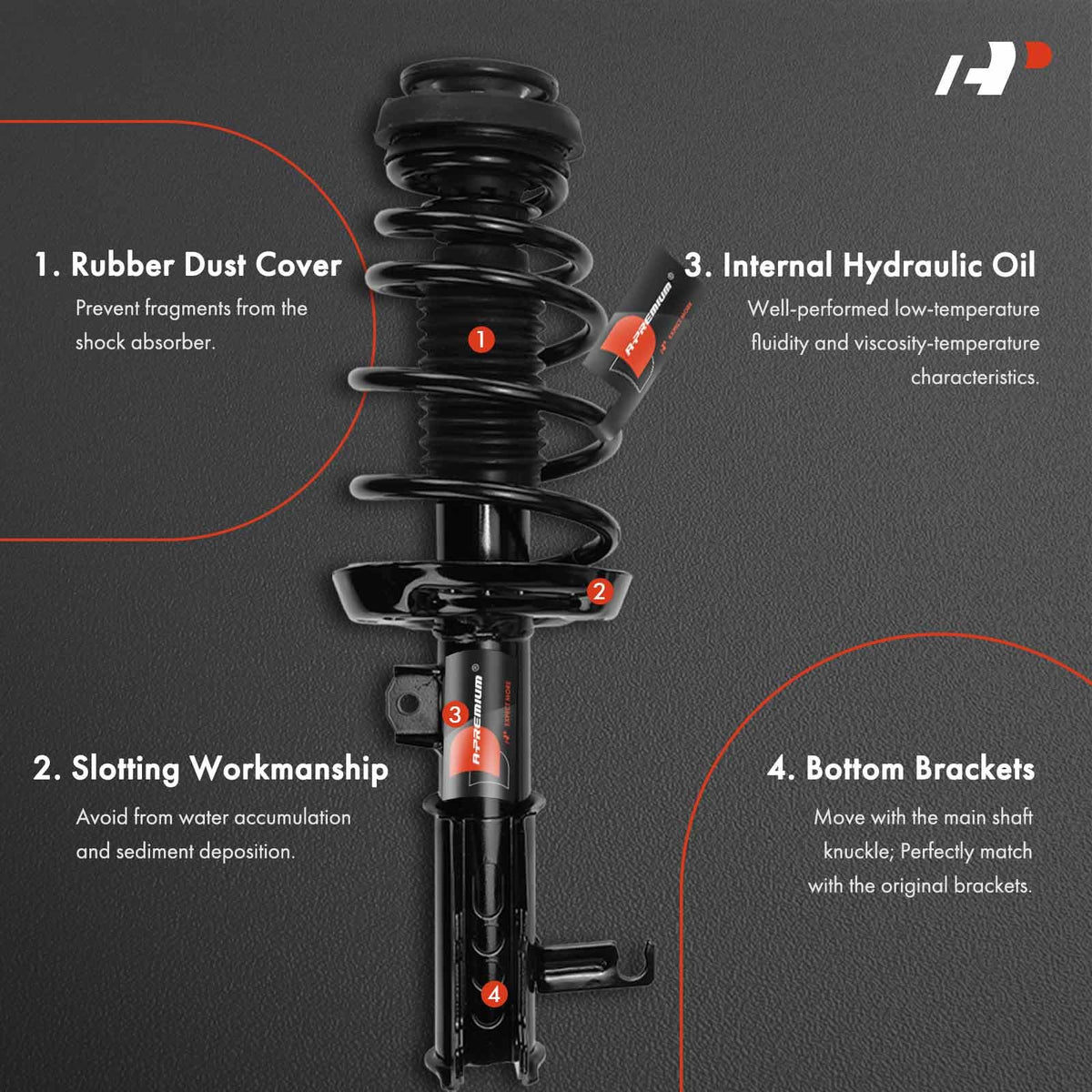 A-Premium Front and Rear Shocks and Struts Compatible with Buick