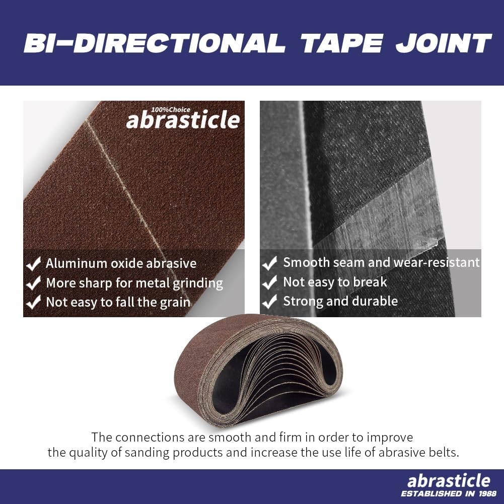 18 Pcs 3 x 24 Inch Assorted Aluminum Oxide Sanding Belt - 60/80/120/150/240/400 Grit