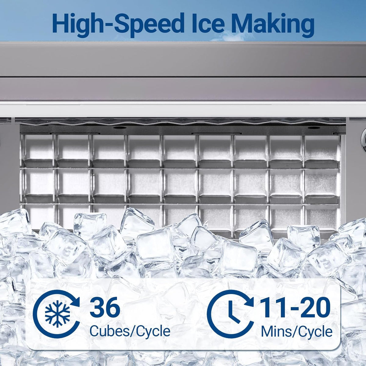 Commercial Ice Maker Machine, 100lbs/24H with 20lbs Ice Storage