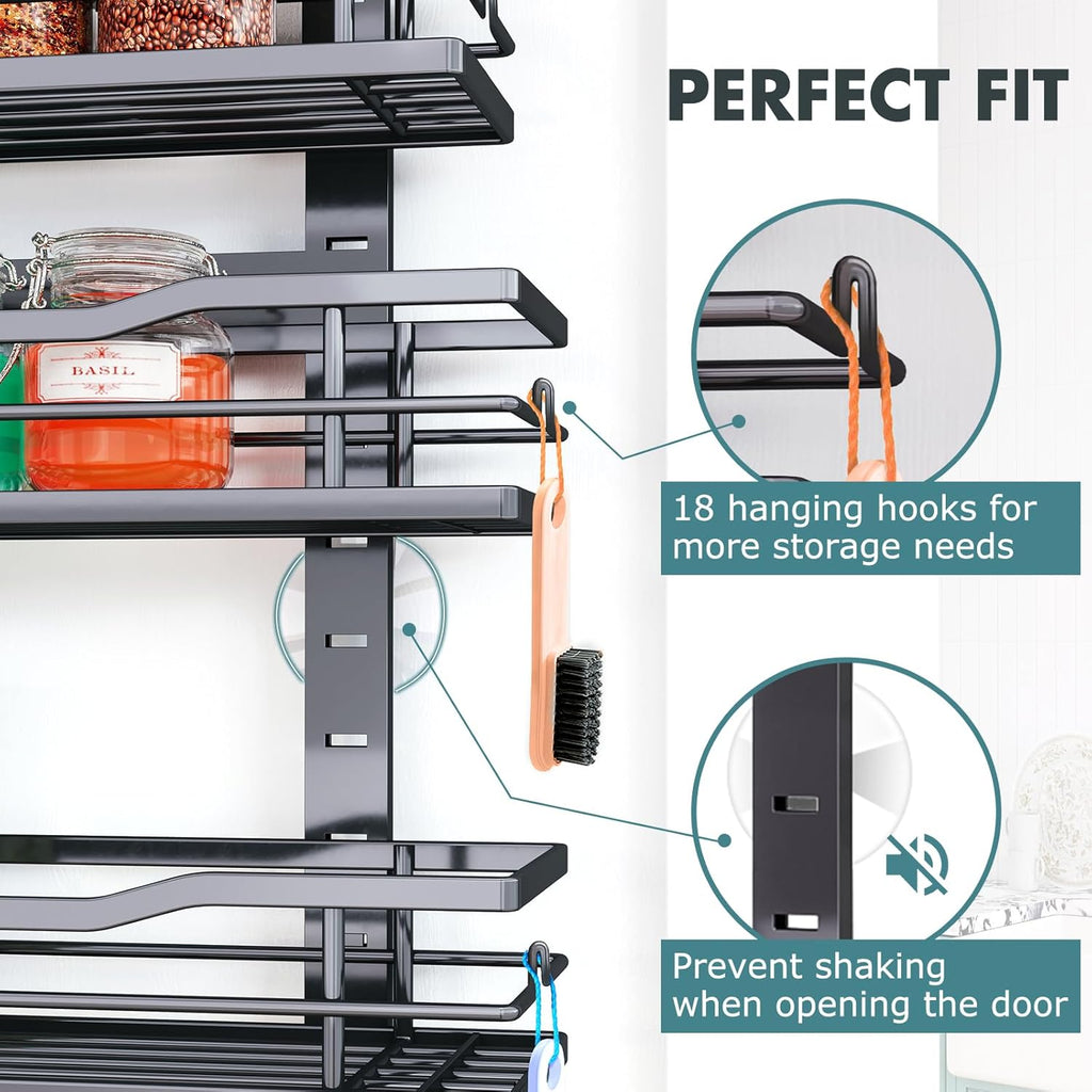 Over The Door Pantry Organizer，9-Tier Over The Door Organizer with Adjustable Basket，Metal Hanging Pantry Organizers