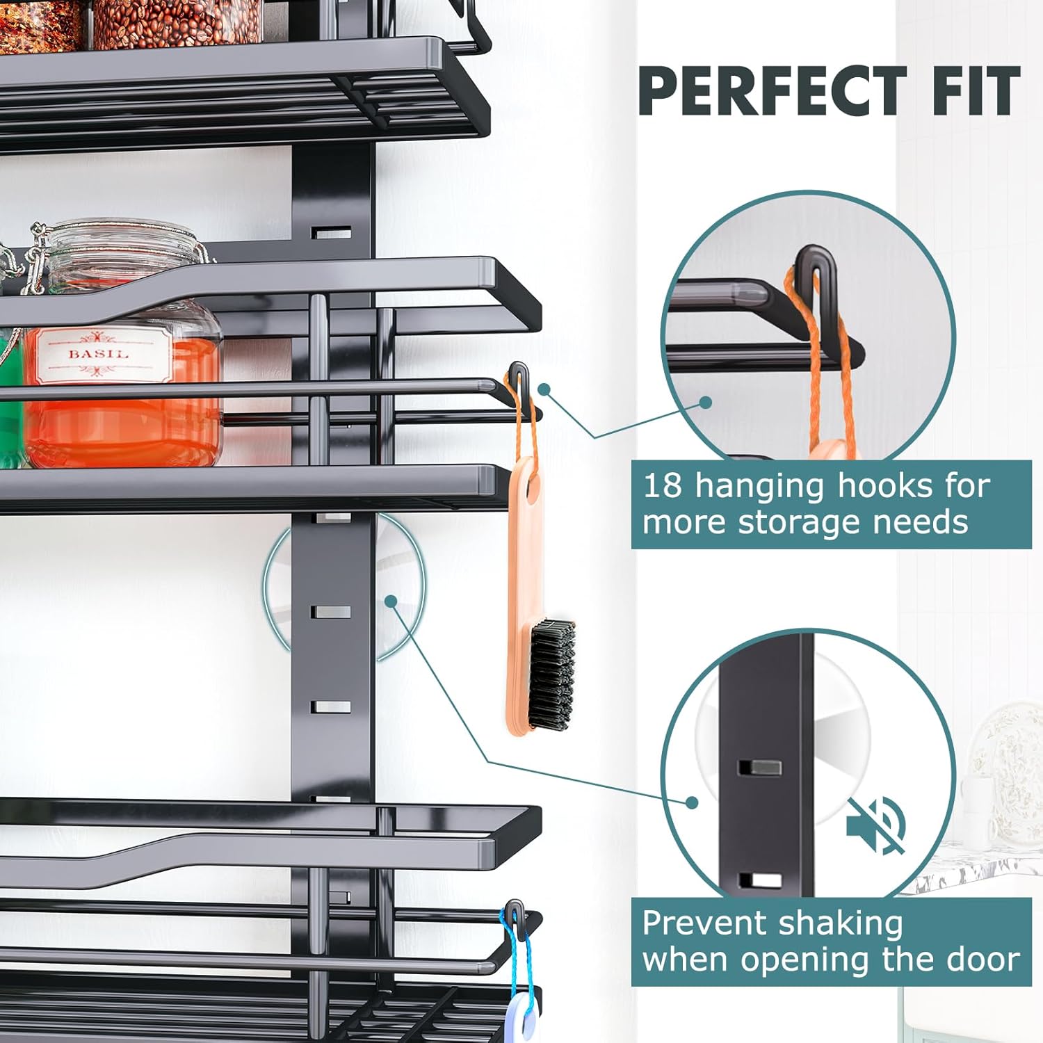 Over The Door Pantry Organizer，9-Tier Over The Door Organizer with Adjustable Basket，Metal Hanging Pantry Organizers