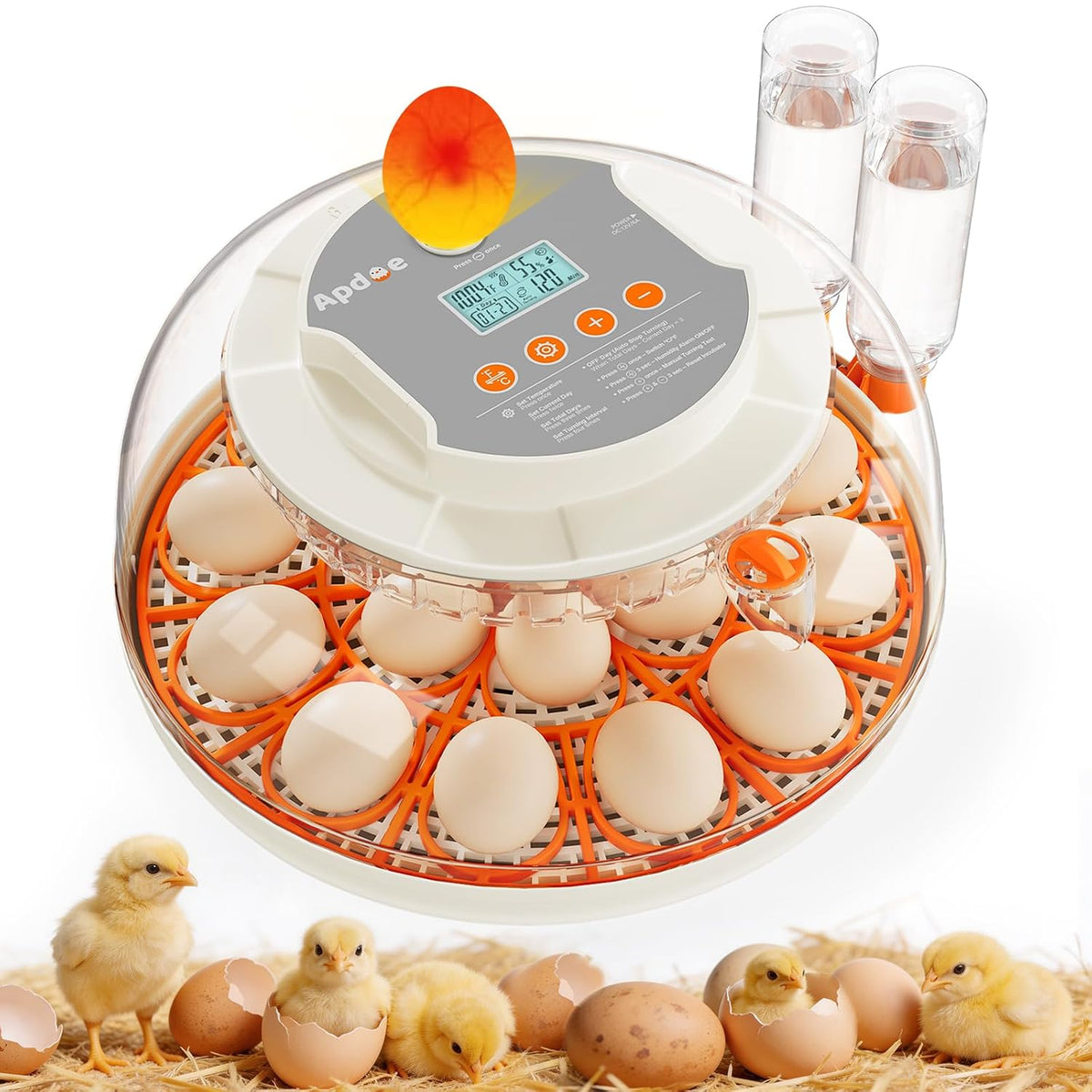 Egg Incubators for Hatching Eggs, Temperature and Humidity Control, Automatic Egg Turning, Egg Candler, External