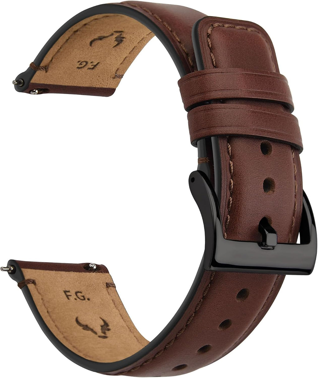 18/19//20/21/22/23/24/26mm Quick Release Leather Watch Band | Burnished Leather Wristband Suitable for Quartz