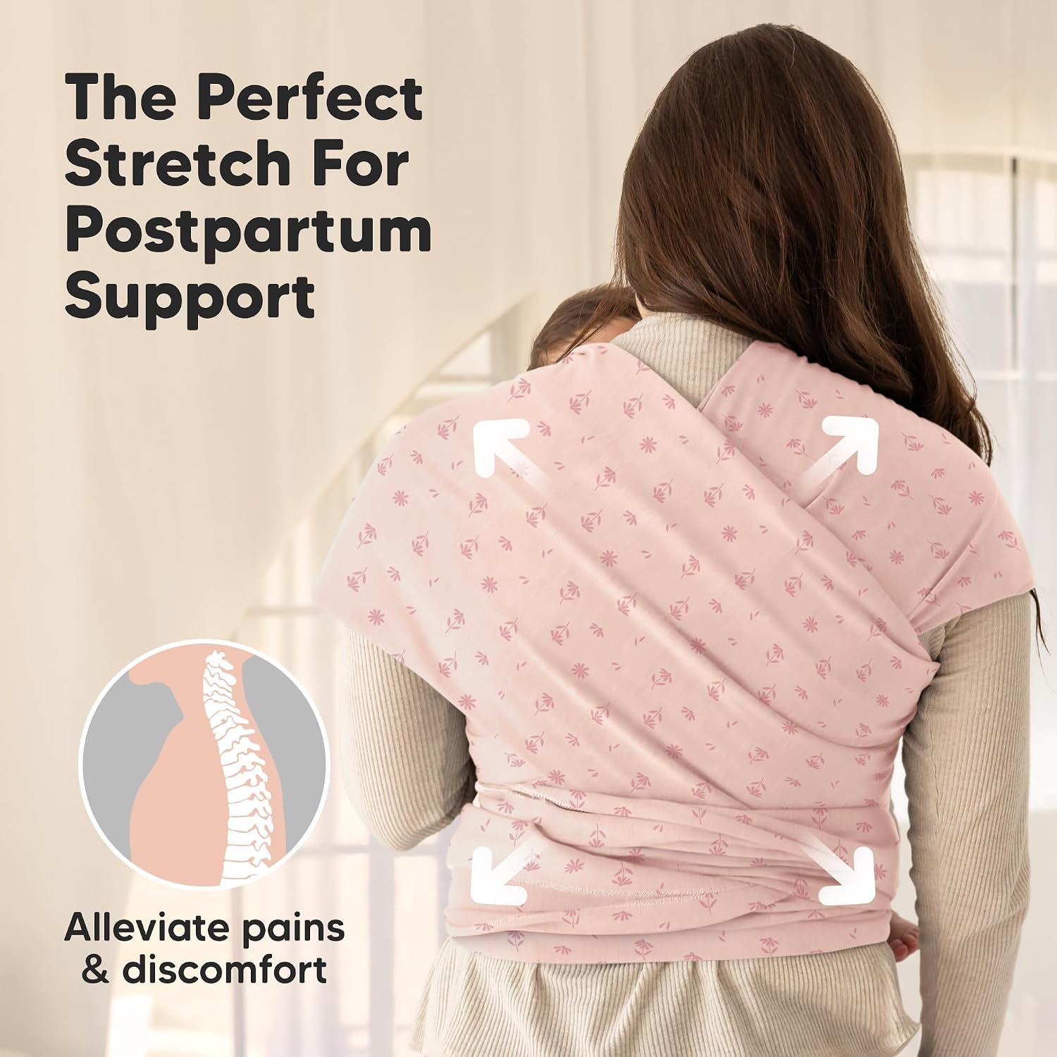 Baby Wrap Carrier, All in 1 Original Baby Carrier (Pink Daisies) | Newborn to Toddler Sling, Easy to Wear, Hands Free