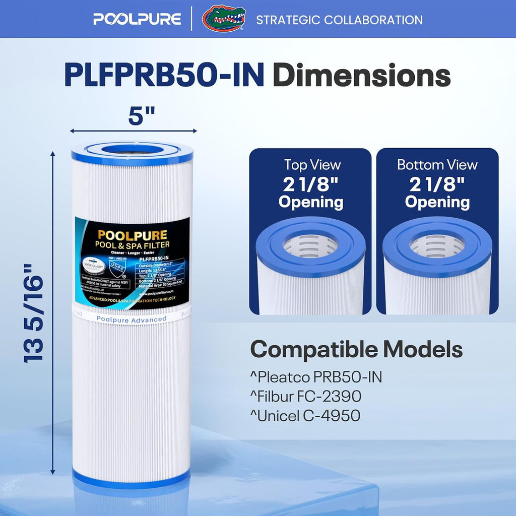 POOLPURE PLFPRB50-IN Hot Tub Filter Replace Pleatco PRB50-IN, Unicel C-4950