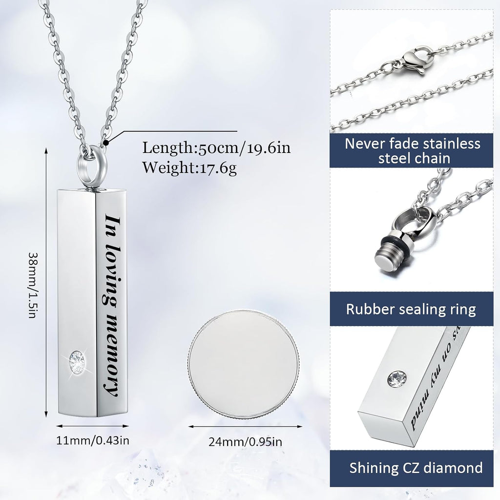 Urn Necklace for Ashes for Men Women Cremation Jewelry for Ashes Stainless Steel Small Keepsake Pendant for Human Ashes