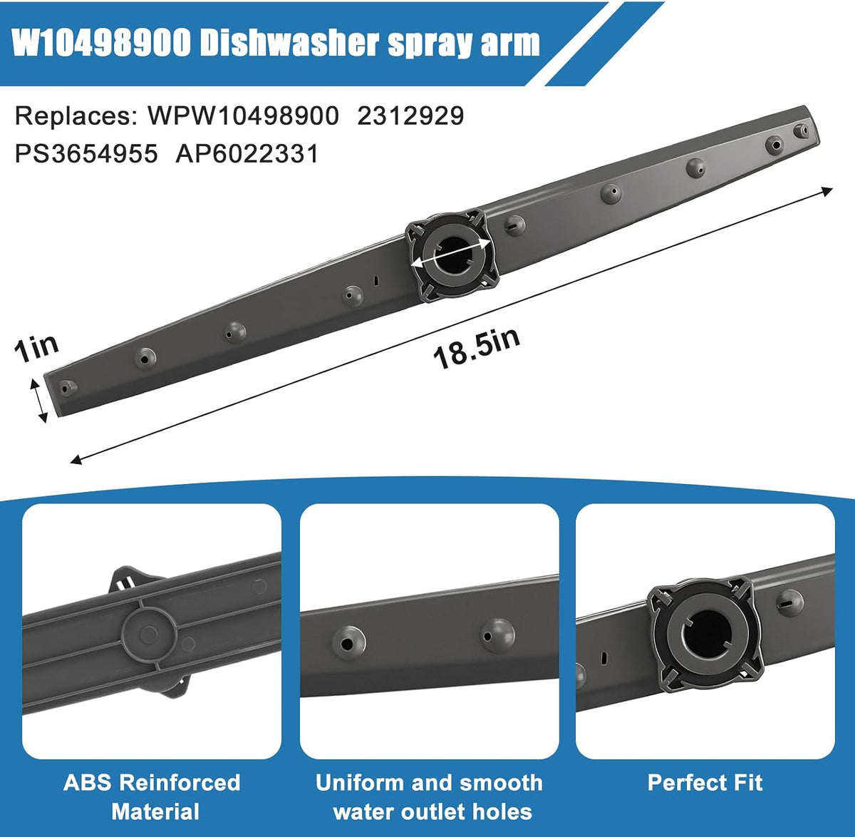 W10498900 Dishwasher Middle Wash Arm Assembly