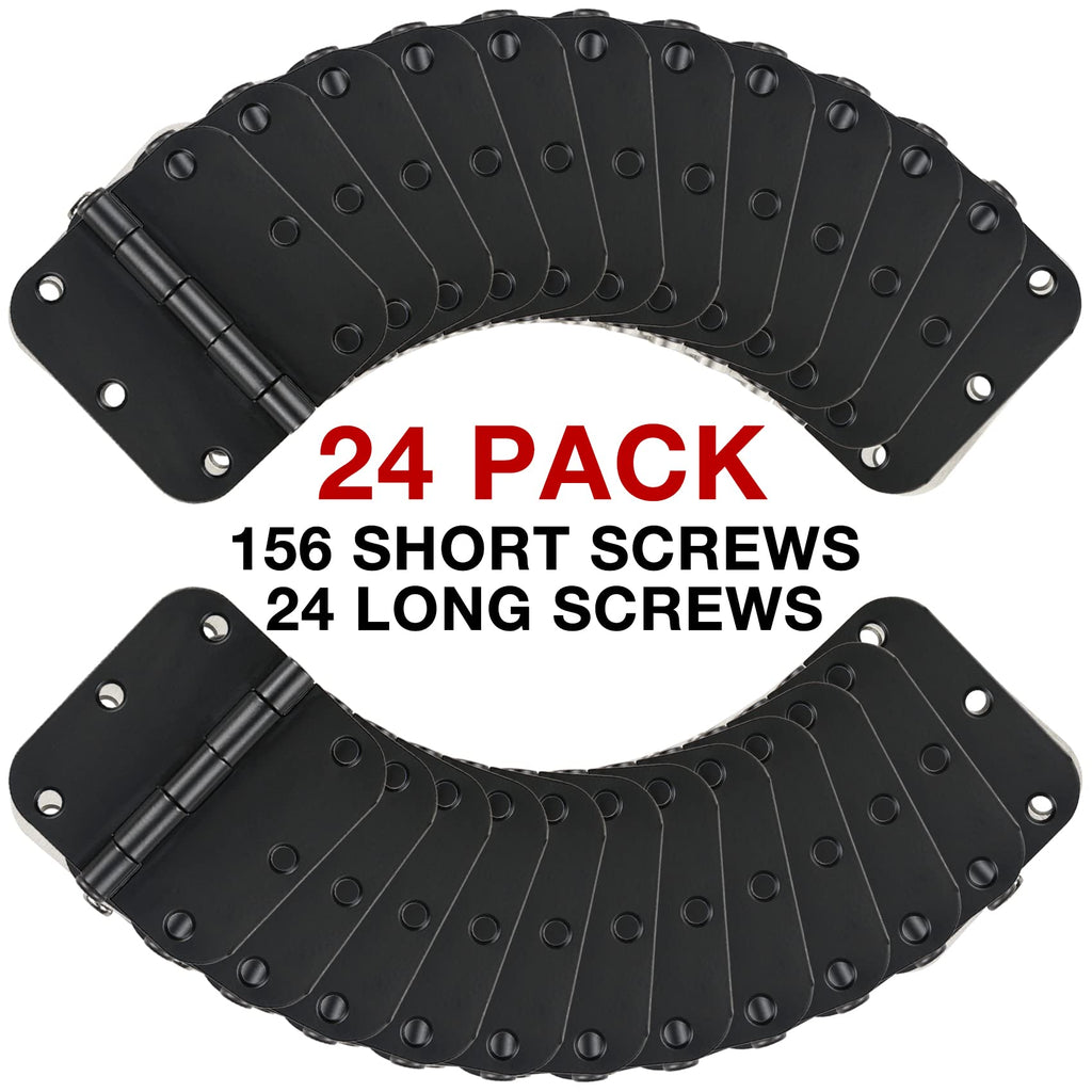 3 1/2" Matte Black Door Hinges 3.5 Inch Rounded Flat 24 Pack