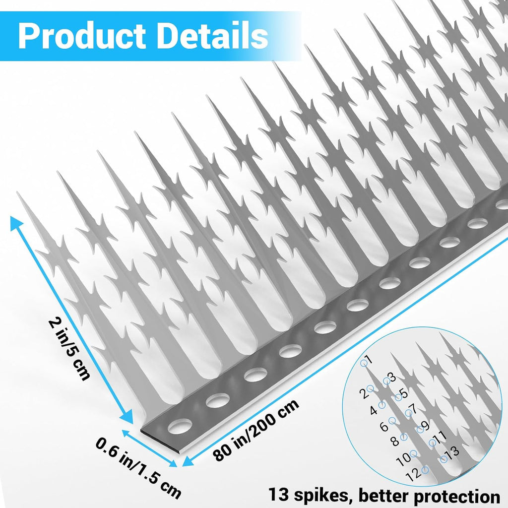 80 Inch Bird Spikes Squirrel Proof Baffle for Bird Feeder Pole, Outdoor Anti Climb Spikes for Fence, Tree, Wall