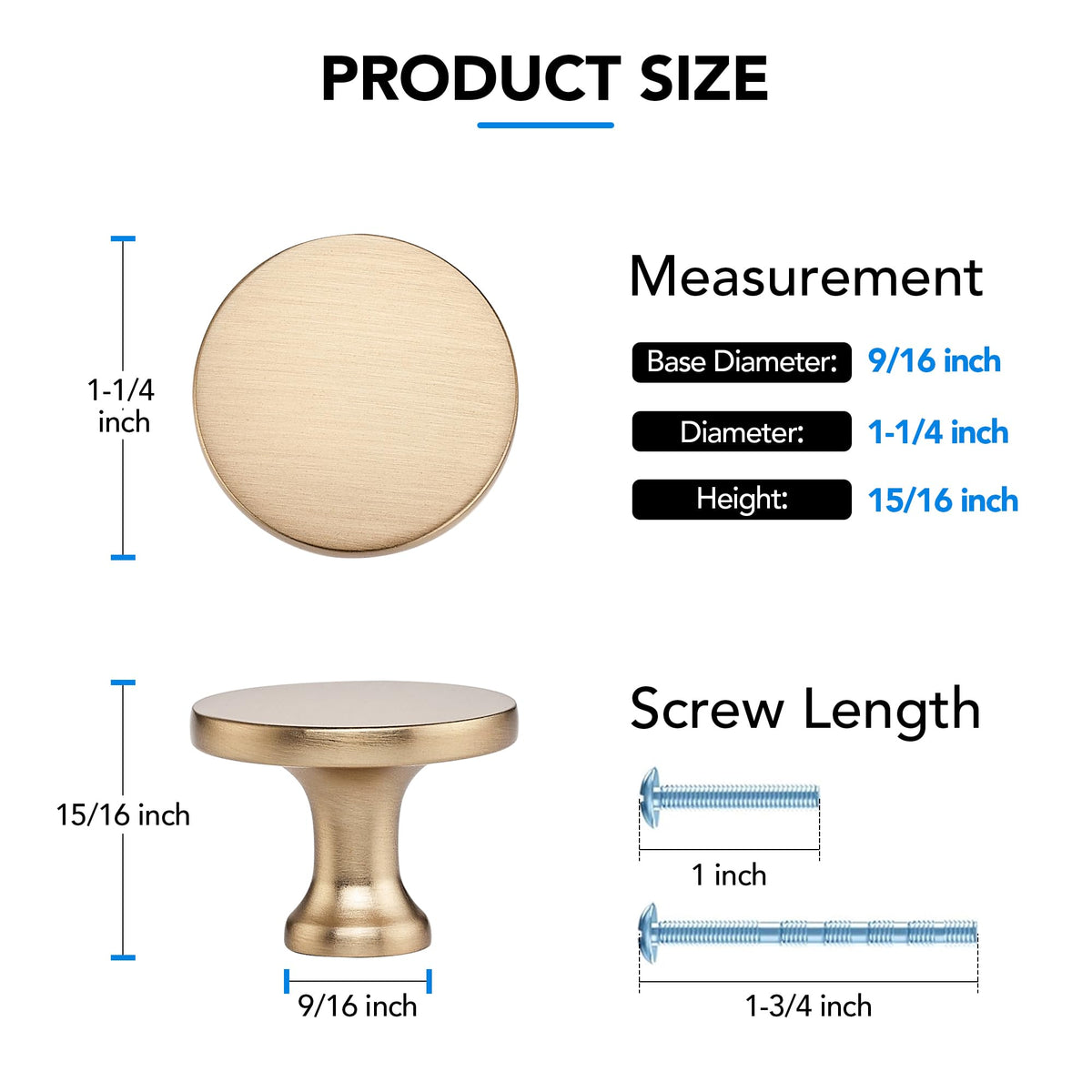 Champagne Bronze Cabinet Knobs Zinc Pulls Round-6 Style, 10 Pack