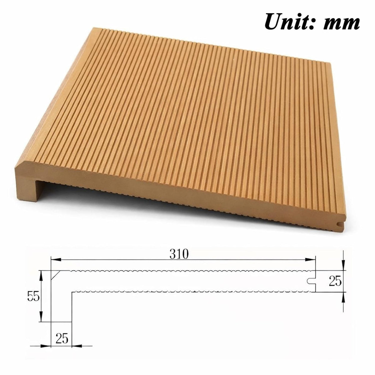 Wood Outdoor Stair Treads Non Slip with Nose Profile for Stair Remodel