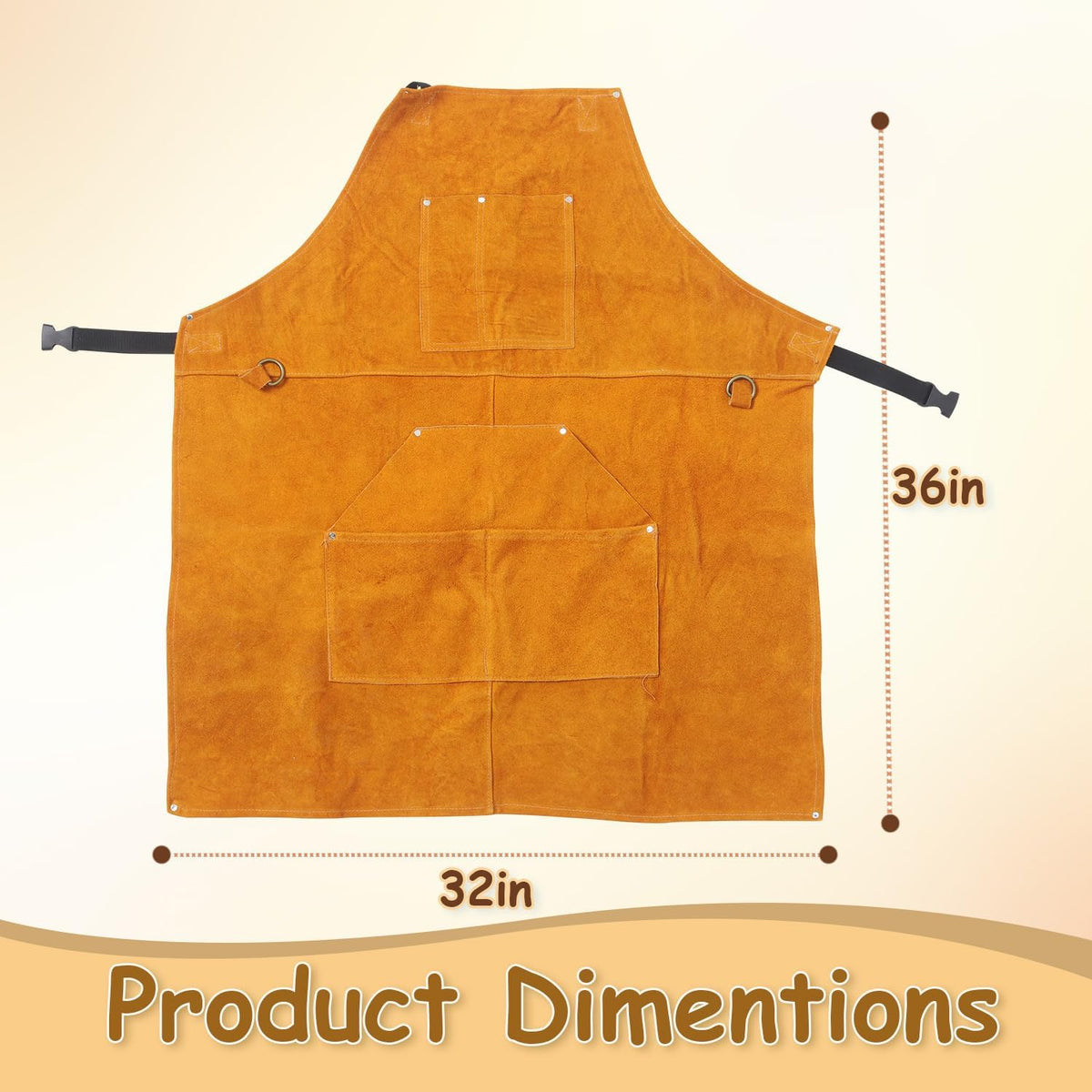 Big and Tall Plus Size Work Apron: Flame Resistant Leather Welding Apron, Wood and Workshop Canvas. Butcher Rubber.