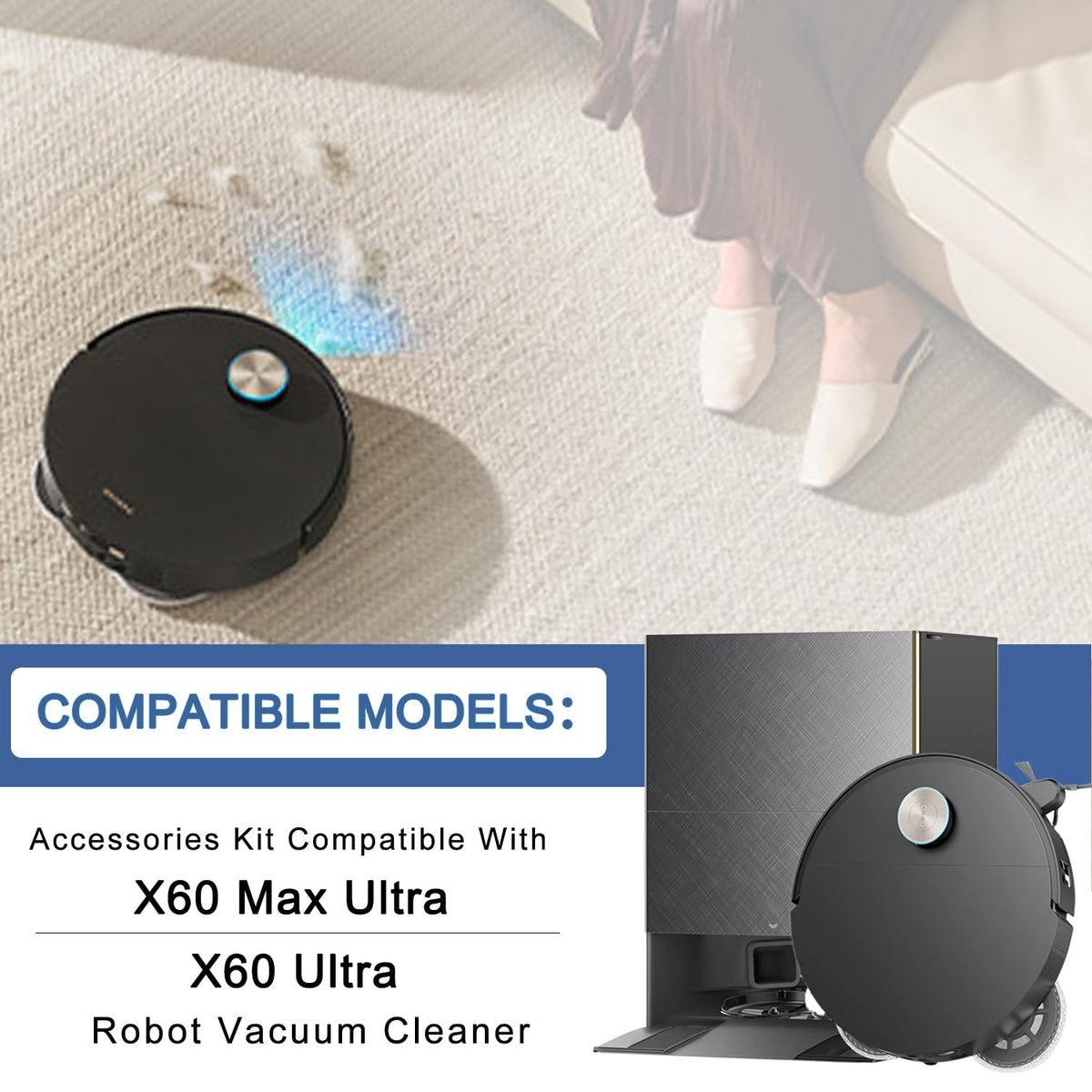 X60 Max Ultra Complete Accessories Kit Compatible with ﻿Dreame Robot Vacuum