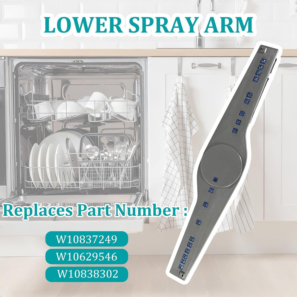 1PCS-W10837249 Dishwasher Lower Spray Arm Fits for Whirlpool