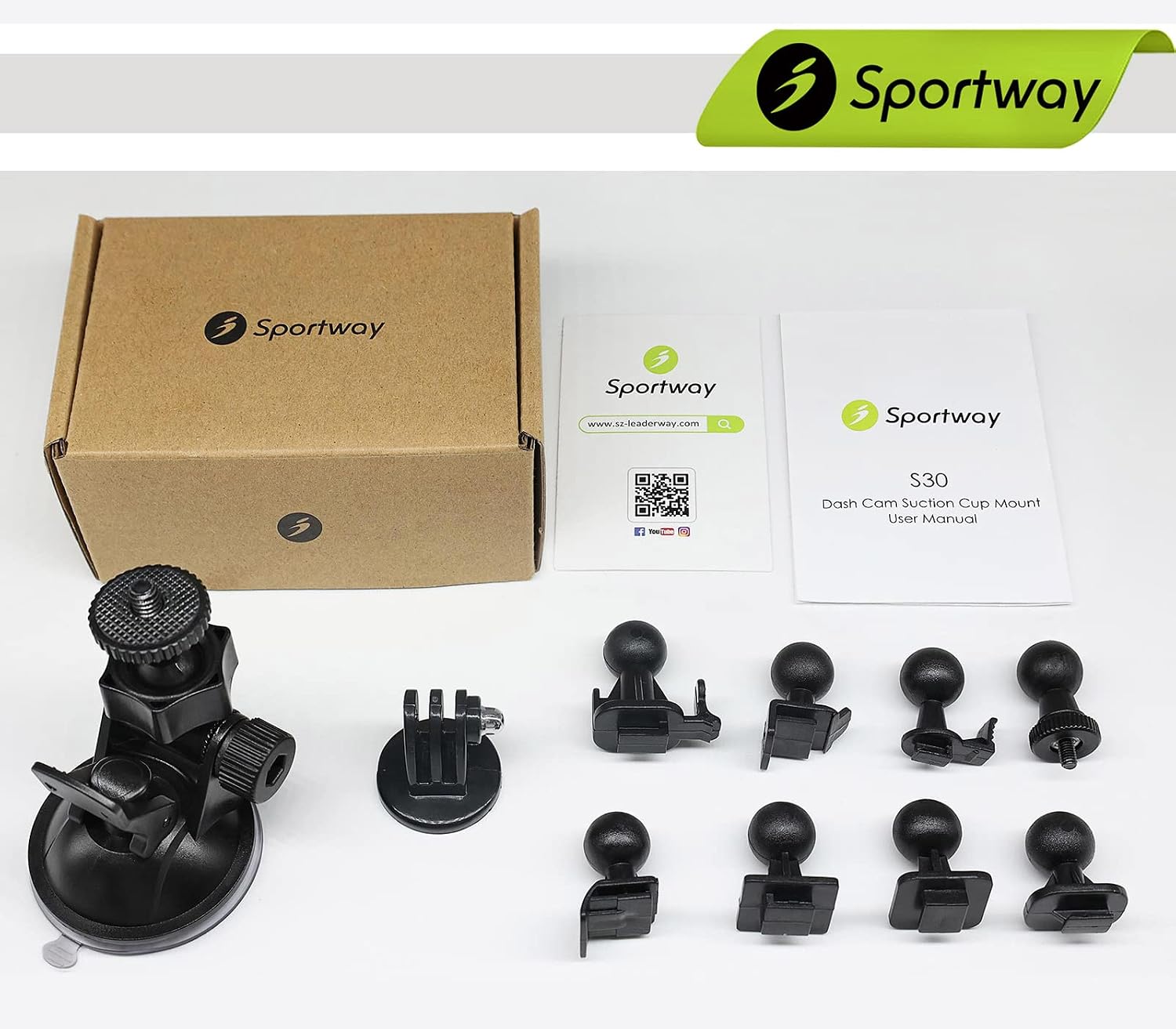 S30 Dash Cam Suction Mount (2nd Gen) with 10pcs Joints for REXING,Z-Edge,Old Shark,YI,KDLINKS,Falcon